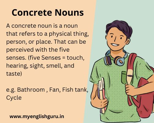 What is concrete nouns? Definition and examples in Hindi
